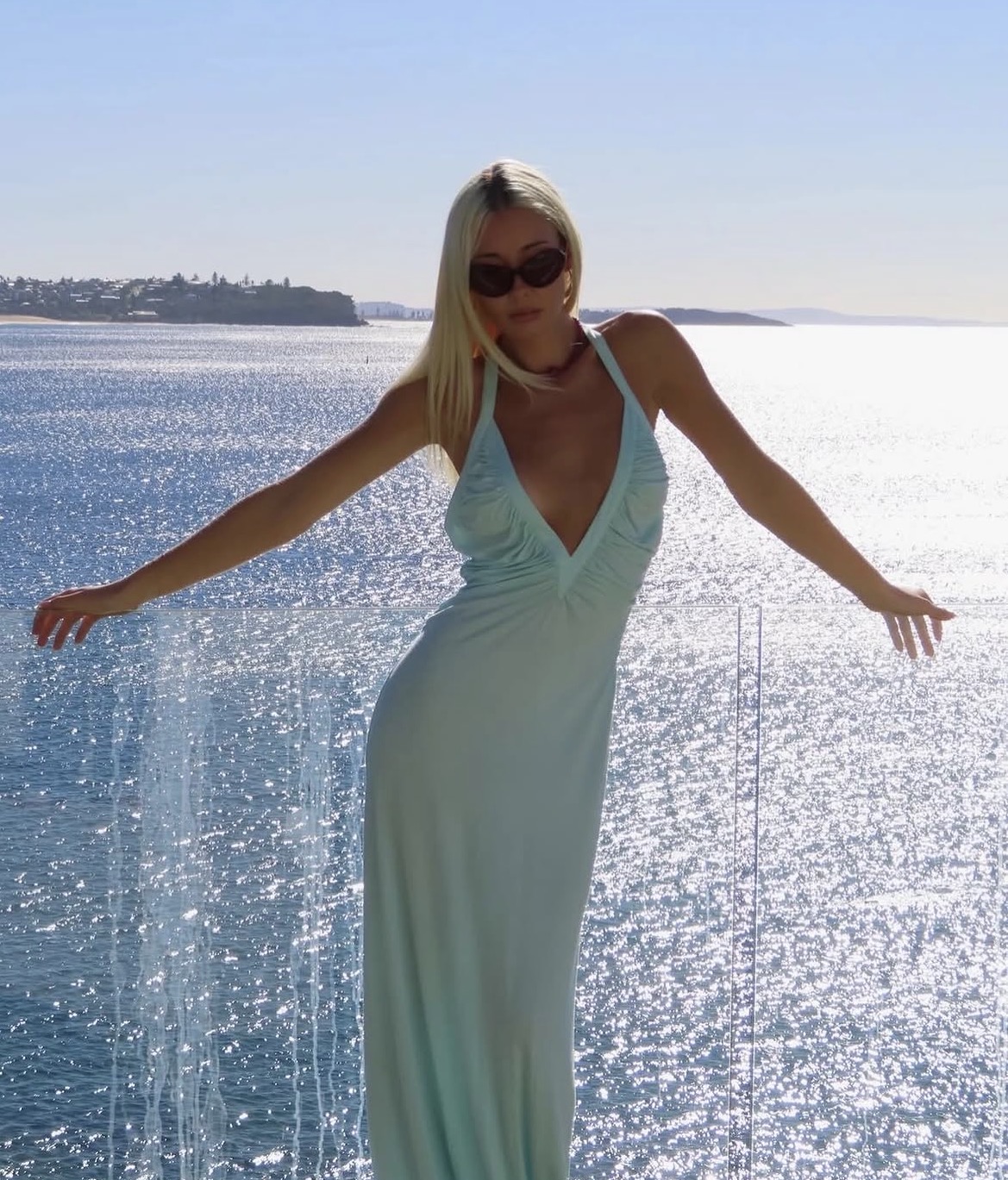 SOLAMUSA ~ ANGELINA MAXI IN AQUA SIZE 6/XS